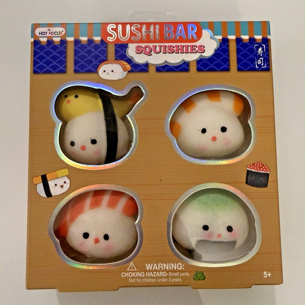 Sushi Squishy Toys Scented Foam Squeeze Balls 4 Pack Multicolor Hot Focus